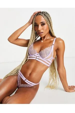 Hunkemöller Tara - Reggiseno scollo profondo non imbottito lilla con dettagli in metallo