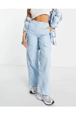 Topshop Pantaloni dritti tenue multitasche a coste