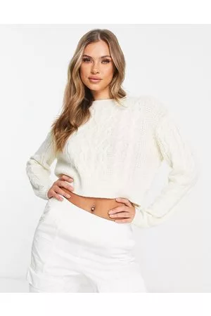 Brave Soul Tally - Maglione lavorato a trecce corto color crema