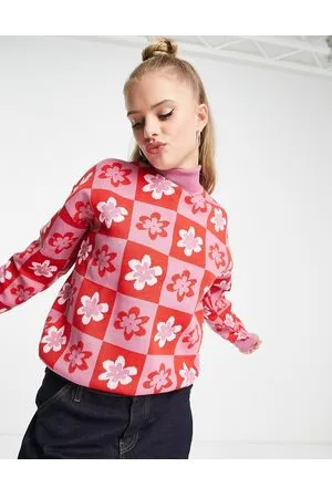 Heartbreak Maglione accollato con stampa a griglia a fiori