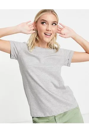 Brave Soul Elanor - T-shirt grigia con maniche arrotolate