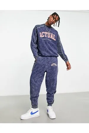 ASOS ASOS Actual - Joggers comodi slavato con profili a contrasto e stampa del logo sul davanti