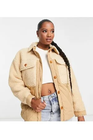 Missguided Cappotto trapuntato in pile borg cuoio