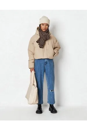 Missguided Giacca imbottita con fondo asimmetrico color pietra