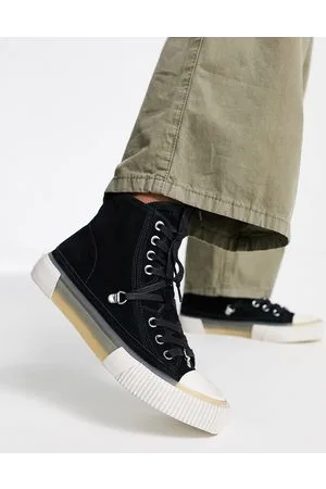 AllSaints All Saints - Elena - Sneakers alte stringate in camoscio nere