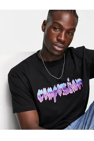 Weekday T-shirt nera con grafica oversize "Compassion" stampata