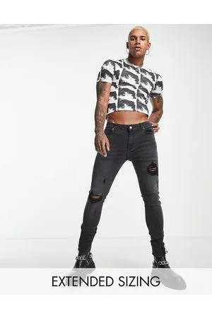 ASOS Jeans power stretch spray on slavato con strappi