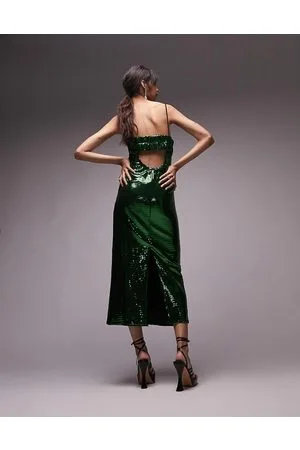 Topshop Vestito midi con paillettes acceso