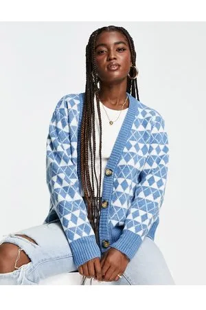Pieces® Cardigan e bianco con stampa a rombi in coordinato