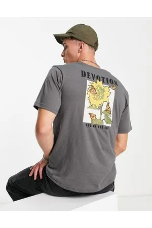 Bolongaro T-shirt oversize grigia con stampa sul retro