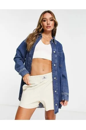 Topshop Camicia super oversize in denim medio