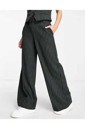 Pimkie Pantaloni dritti neri a righe in coordinato