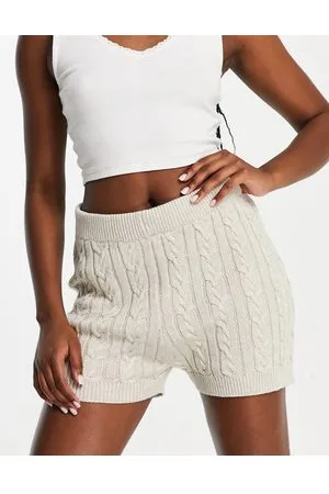 Aeropostale A87 - Pantaloncini in maglia écru a trecce in coordinato