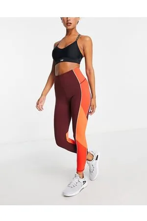Under Armour Rush - Leggings alla caviglia bordeaux con inserto