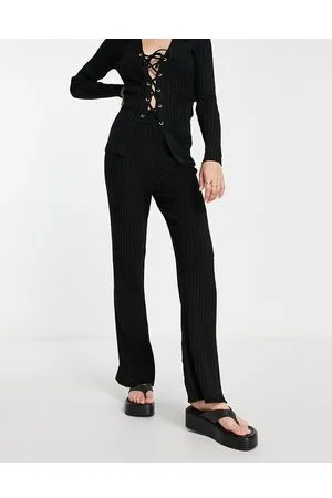 ASOS Pantaloni a zampa in maglia nera in coordinato