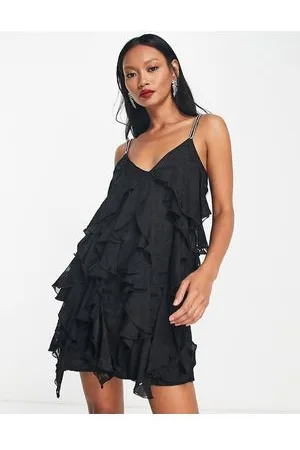 River Island Vestito sottoveste corto dévoré con volant