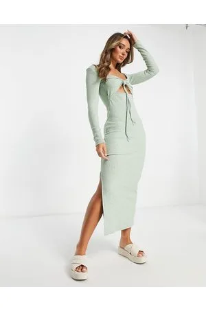 NA-KD Vestito midi in maglia salvia