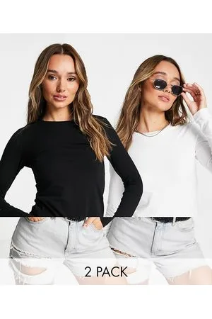 ASOS Confezione da 2 t-shirt slim a maniche lunghe in cotone - RISPARMIA