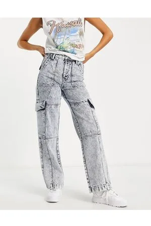 Miss Selfridge Jeans cargo a fondo ampio lavaggio acido scuro