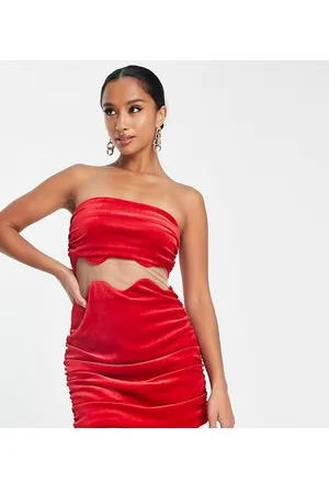 Jaded Rose Vestito corto a fascia in velluto con cut-out ondulato