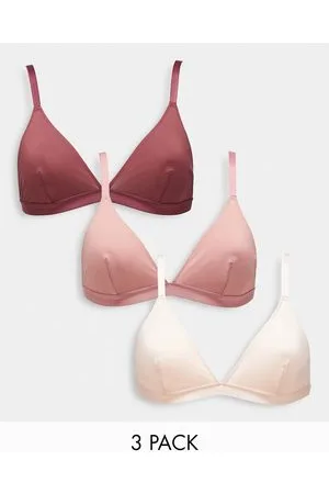 Brave Soul Confezione da 3 reggiseni in microfibra crepuscolare, color lampone e color sabbia