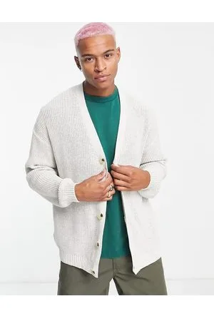 ASOS Cardigan oversize in maglia a coste inglesi color talpa