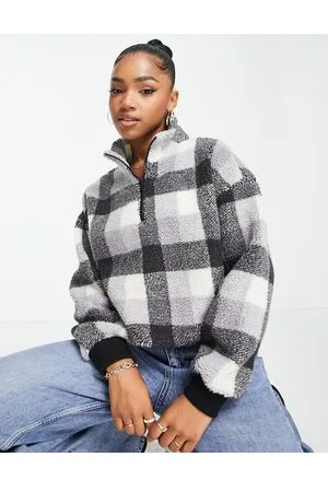 Aeropostale Maglione in pile a quadri con zip corta