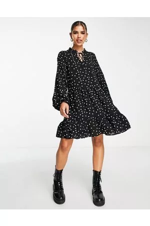 VERO MODA Vestito grembiule corto annodato al collo a pois