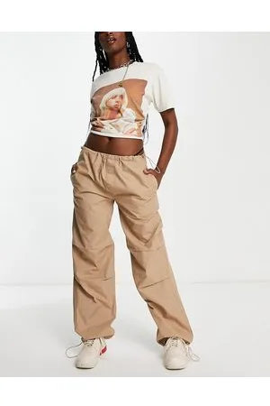 Stradivarius STR - Pantaloni parachute oversize pietra