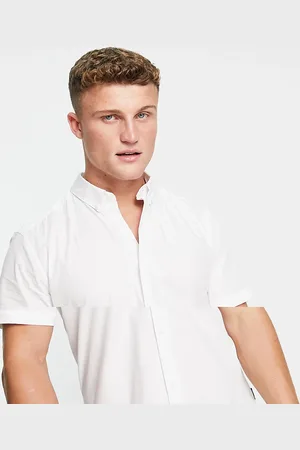 Only & Sons Camicia stretch a maniche corte bianca in cotone