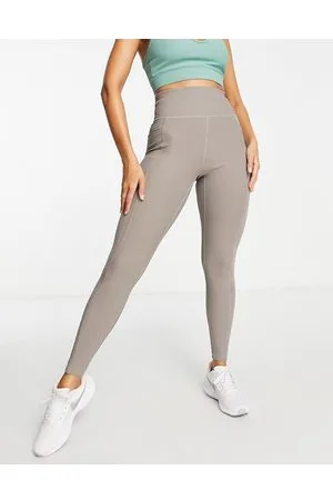 HIIT Leggings marroni con tasche laterali a coste miste