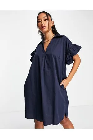 French Connection Vestito camicia corto con maniche con volant
