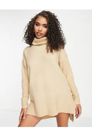 Brave Soul Ming - Vestito dolcevita in maglia beige