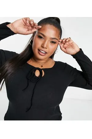 Simply Be Top a maniche lunghe allacciato al collo con cut-out