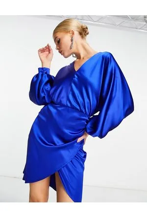 Flounce London Vestito corto in raso drappeggiato sul davanti