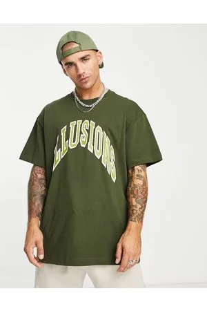 Weekday T-shirt kaki oversize con stampa “Illusions”