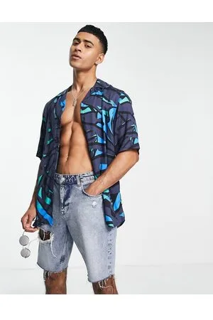 Only & Sons Camicia a maniche corte con stampa grande di palme in coordinato