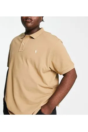 Ralph Lauren Big & Tall - Polo in piqué color cuoio con logo
