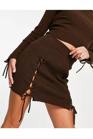 ASOS Minigonna in maglia con lacci sul davanti in coordinato