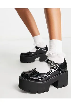 Lamoda Dedicated - Scarpe nere verniciate con suola spessa e tacco