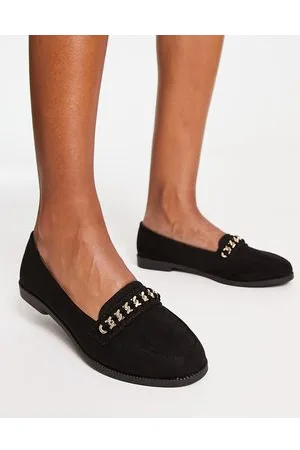 New Look Mocassini neri con catenina