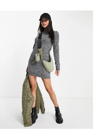 Brave Soul Grunge - Vestito maglia girocollo antracite