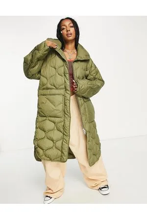 JJXX Cappotto taglio lungo trapuntato kaki