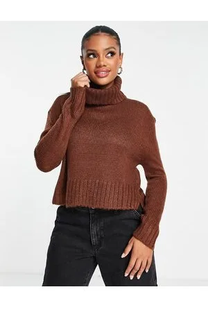 Brave Soul Cattio - Maglione con collo alto squadrato taglio corto