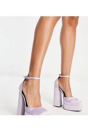 Daisy Street Esclusiva - Scarpe con tacco e doppio plateau lilla in raso