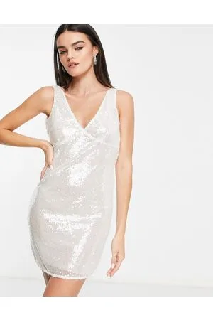 Annorlunda Vestito corto trasparente con paillettes e scollo profondo