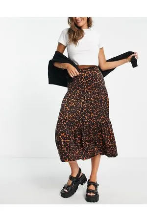 Whistles Gonna midi a balze con stampa animalier