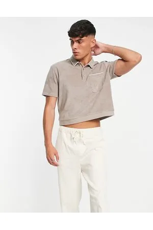 ASOS Polo corta comoda in spugna beige