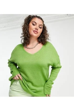 Daisy Street Maglione comodo verde con scollo a V