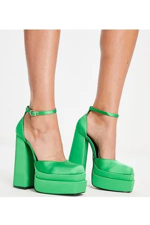 Daisy Street Esclusiva - Scarpe con tacco e plateau doppio in raso chiaro